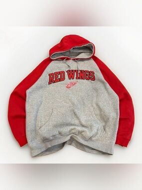 Detroit Red Wings Hoodie Size Large NHL Merch Hockey Gray Red Colorblock